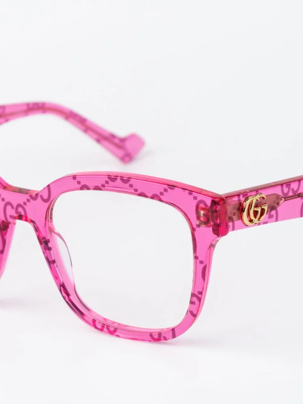 Gucci Women Eyeglasses Transparent Pink Square GG0958O 011 NEW AUTHENTIC